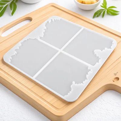 Resin Ocean Wave Mold - 1 Stück Kristall-Epoxid-Silikonform, weiß, vierfach, quadratisch,