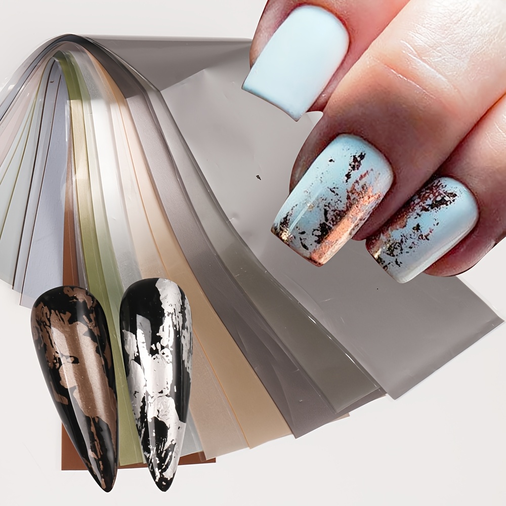 Gold Foil Flakes - 10 Arten Matte Metallische Nagel-Transferfolien Gold