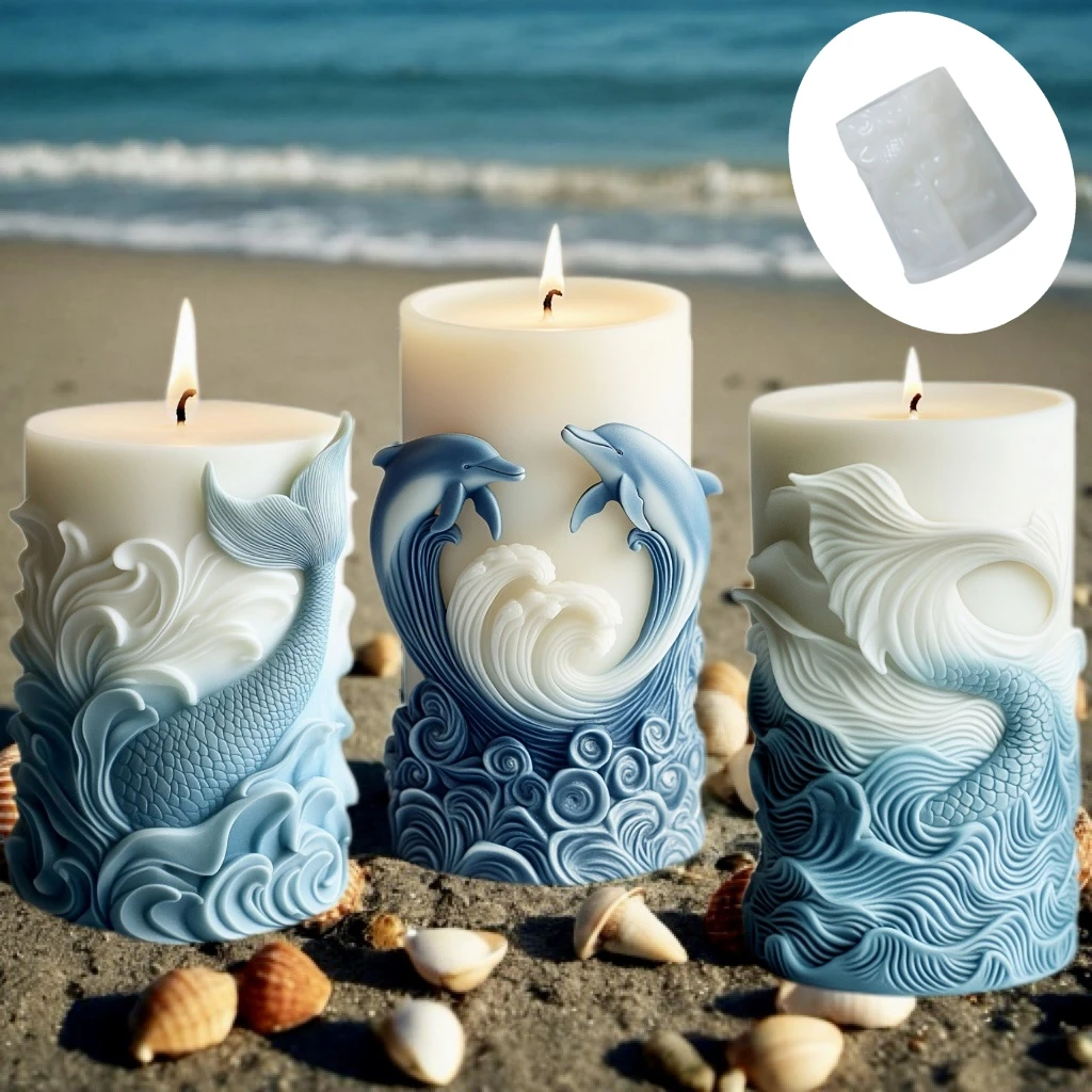 Resin Ocean Wave Mold - DIY Ozeanwelle Schaum zylindrische Kerze Silikonform
