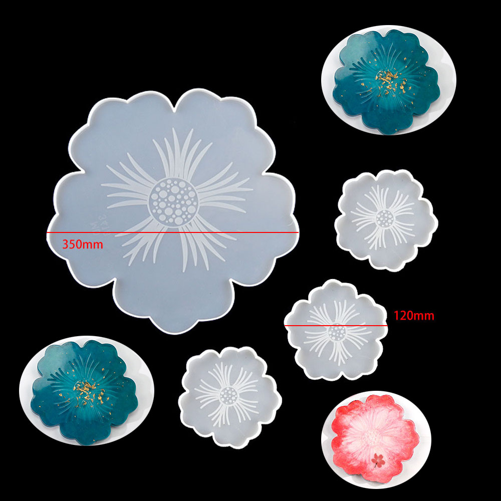 Epoxy Uv Resin Kit - Große Blumen-Untersetzerform aus Silikon, Harzgussformen-Set, Harz-Becheruntersetzer,