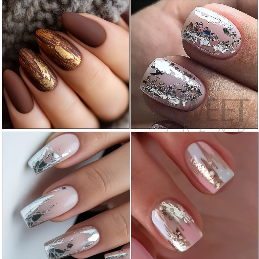 10 Arten Matte Metallische Nag – Gold Foil Flakes Bewertung und Preis